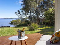 Braeside - waterfront fireplace